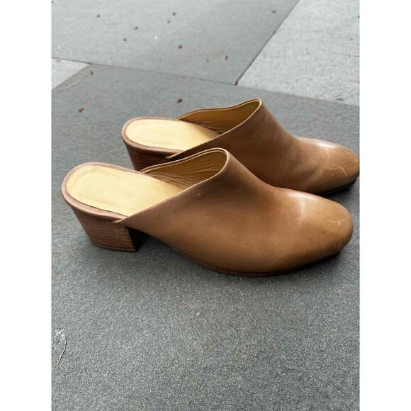 Nisolo Womens Mule Shoes Size 8.5 Brown Leather Chunky Heel Closed Toe - Picture 7 of 7